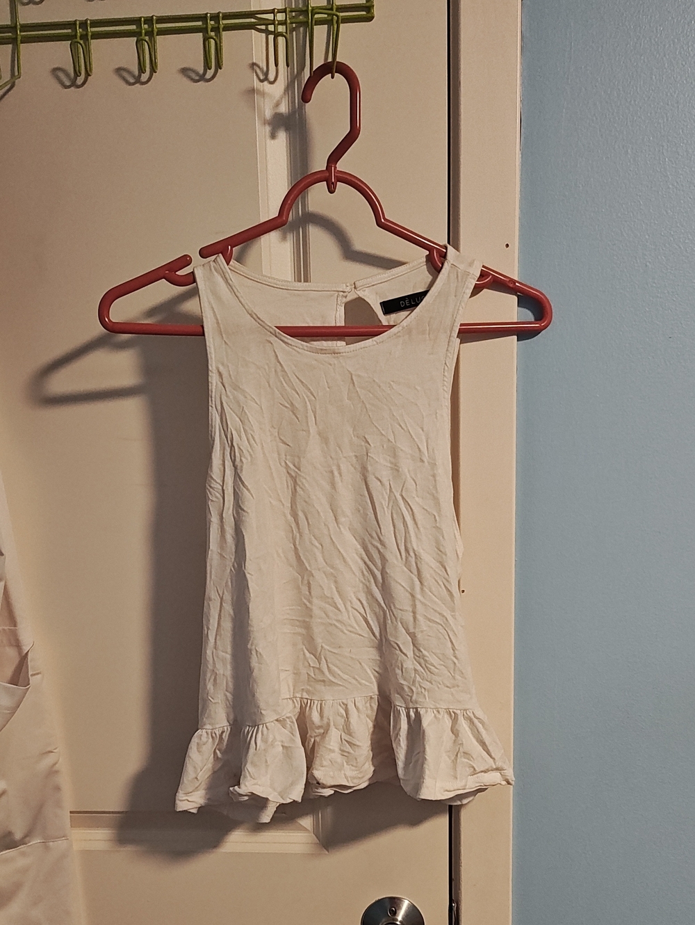Deluc White Ruffle-Hem Tank Top